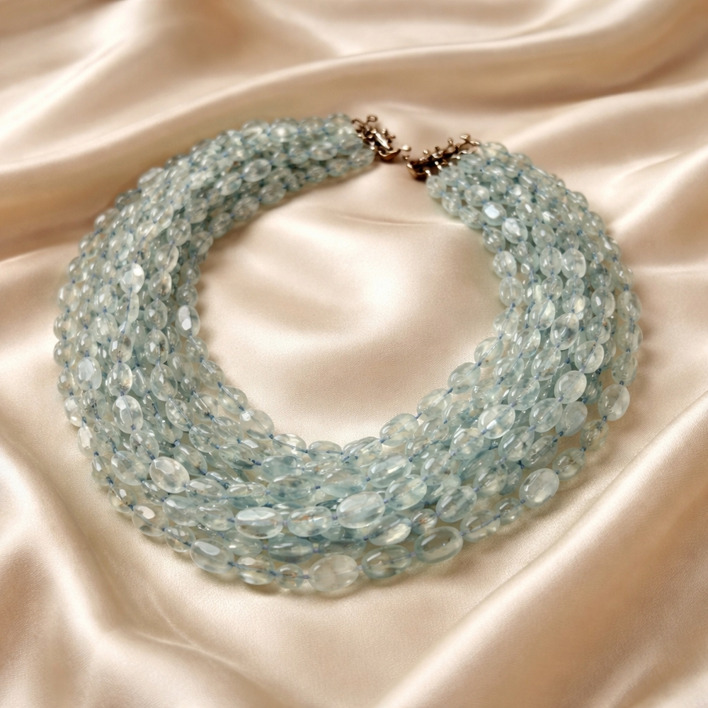 Aquamarine  Multi Strand Necklace